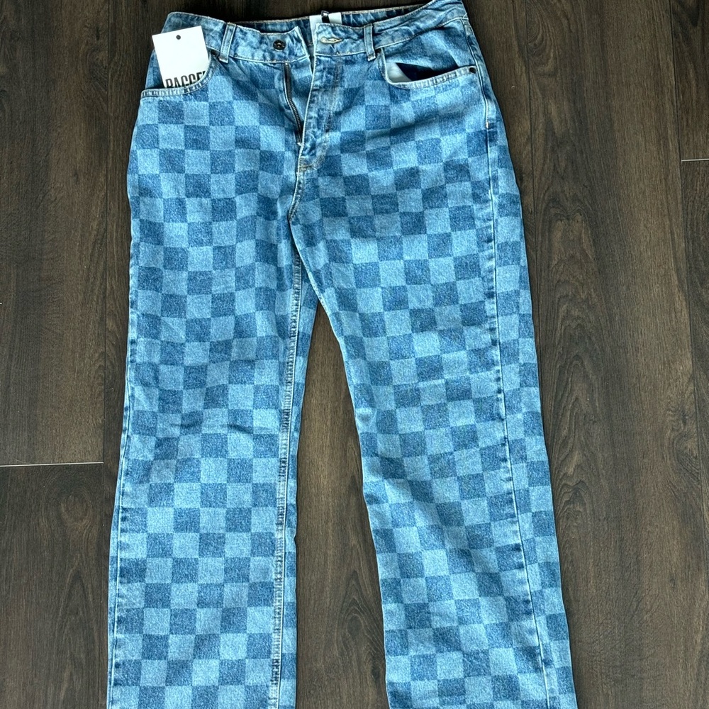 The Ragged Priest Blue Checkered Women Jeans